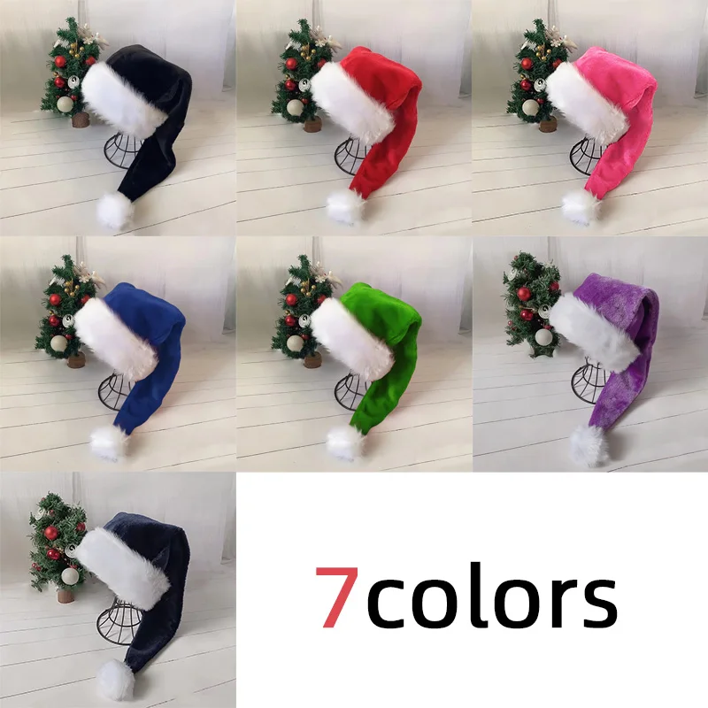 Christmas Hats New Year Thick Plush Hat Adults Kids Hat Christmas Decorations for Home Xmas Santa Claus Gifts Warm Winter Cap