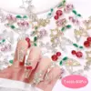 40 Pcs Alloy Nail Gems Charms, Silver Gold 3D Butterfly Dangle Star Nail Rhinestones Charms Pink Red Cherry Shiny Diamond Nail 3