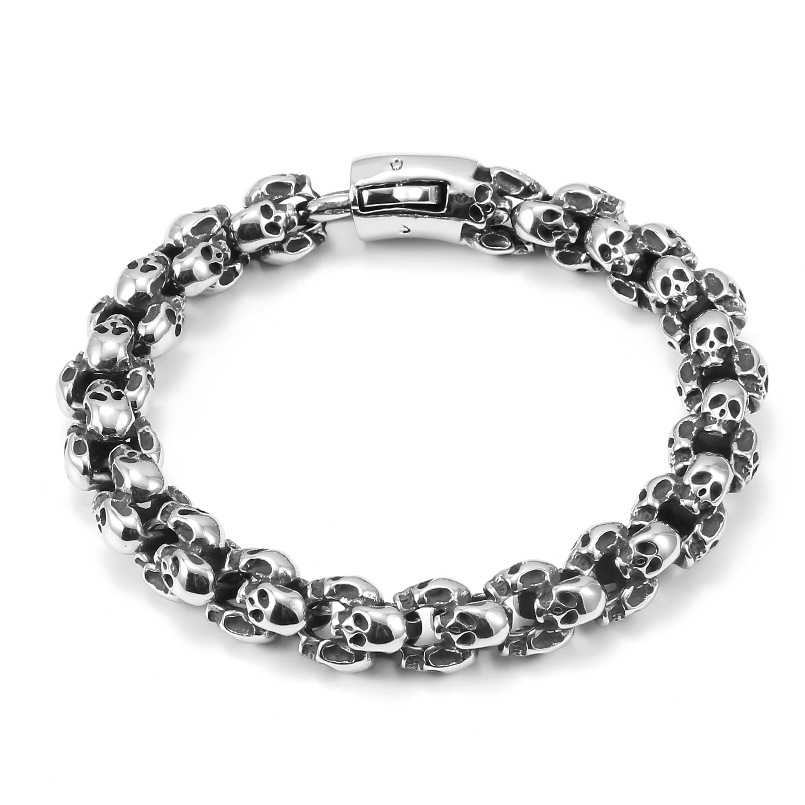

Halloween Skull Bracelet for Men Women 316L Stainless Steel Retro Chain Fashion Jewelry Hip Hop Accessories Gifts Waterproof