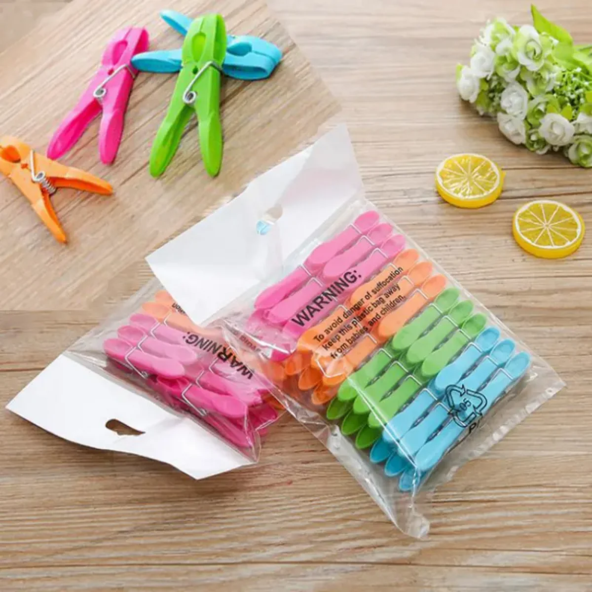 24pcs/48pcs Colorful Plastic Clothespins, Heavy Duty Laundry Clothes Pins Clips With Springs, Air-Drying Clothing Pins Set 4