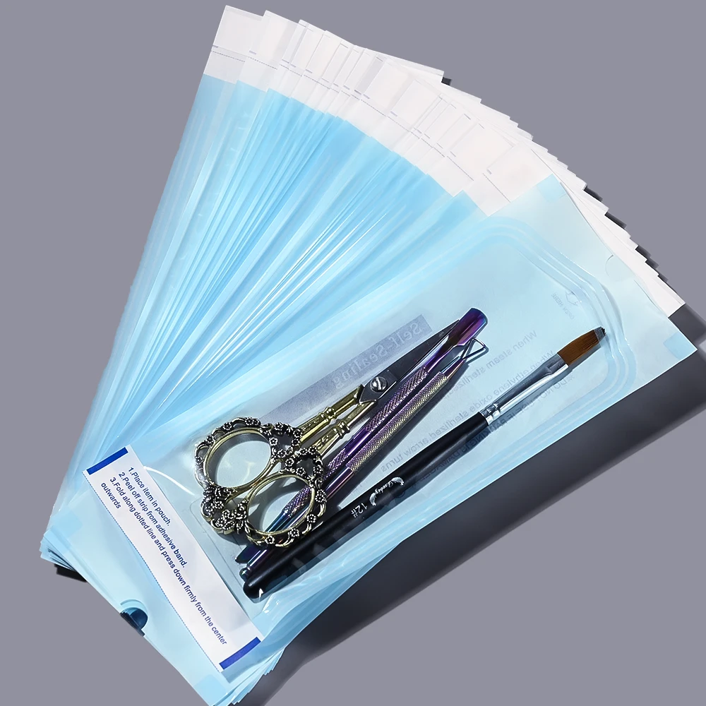 일회용 자체 밀봉 살균 파우치 가방, 네일 문신 매니큐어 액세서리 도구용 일회용 보관 가방, 20 개, 200 개