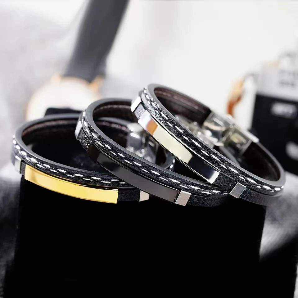 Bracciale In Pelle Personalizzato Per Uomo - Con Nome E Foto, Chiusura Magnetica, Regalo Elegante - Foto 9