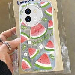 Laser Bow Fruit Case - Fashion Strawberry Cartoon Design with Ripple Gloss Glitter Finish for Vivo V29 Lite 5G (ZS27)