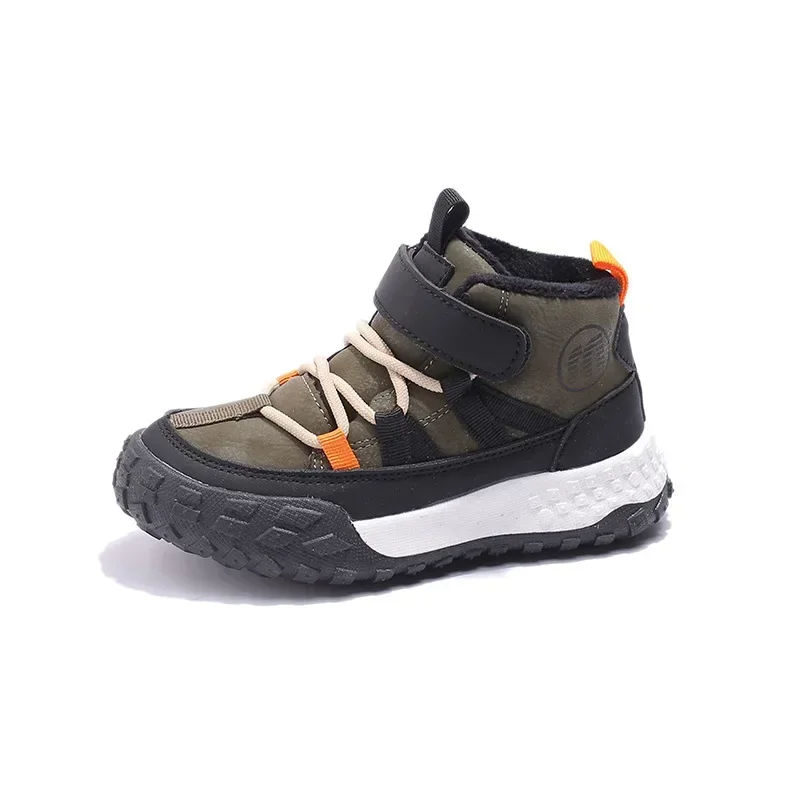 Winter Warm Kids Sneakers Plush Boys Girls Toddlers High Top Non-slip Running Shoes Fashion Children Sports Casual Cotton Shoes 5