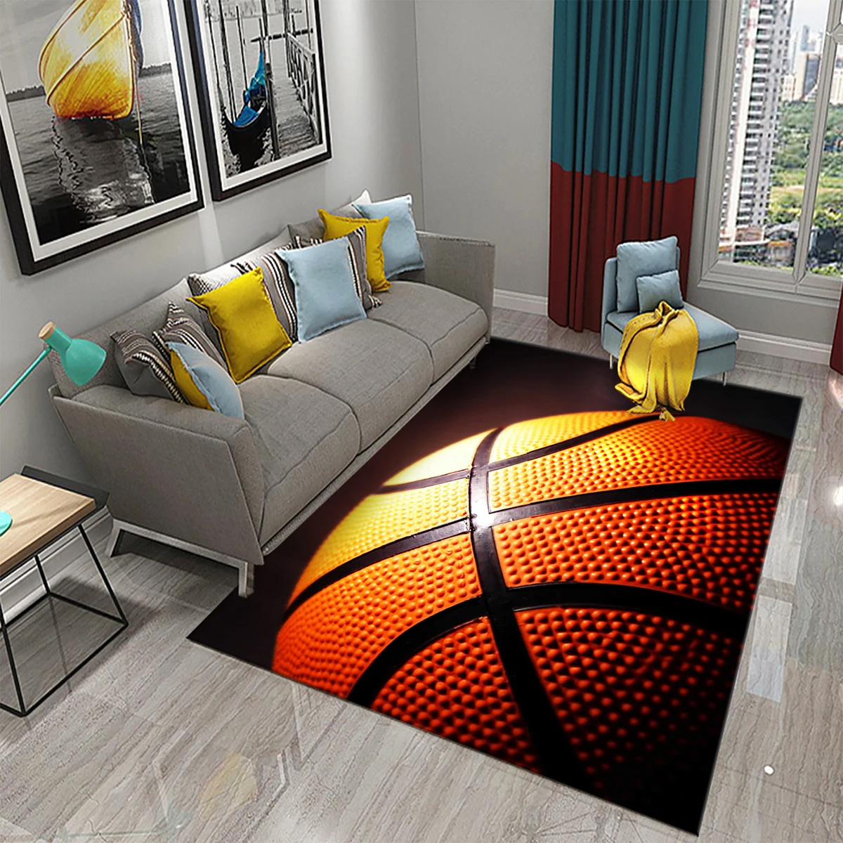 Basketball Pattern Carpet Home Decor Large Area Rugs for Teen Boys Playroom Bedroom Non-slip Floor Living Room Sofa Floor Mats