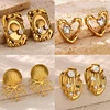 Stainless Steel Heart Earrings for Women Gold Color Geometric Shell Stud Earrings 2025 Trend Piercing Wedding Jewelry Gift