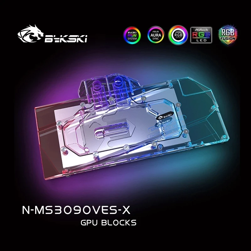 Bykski N-MS3090VES-X,Full Cover GPU Water Block For MSI Geforce RTX 3080 3090 VENTUS 3X 10G OC Graphic Card,VGA Cooler