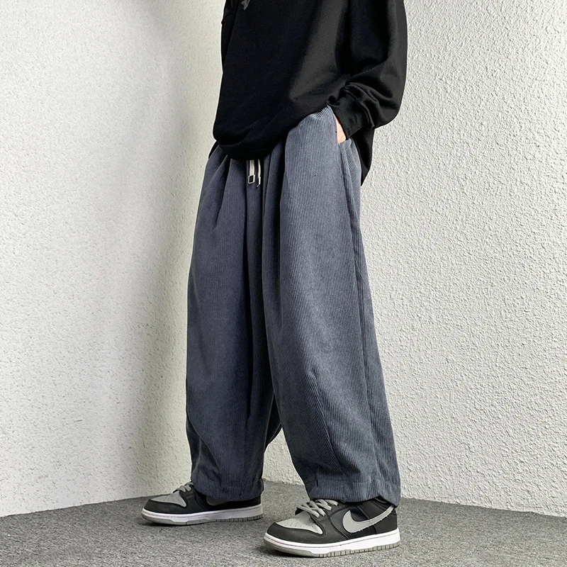 Casual Men's Trousers Harajuku Solid Harem Corduroy Oversize Loose Fashion Jogger Pants Streetwear 5XL