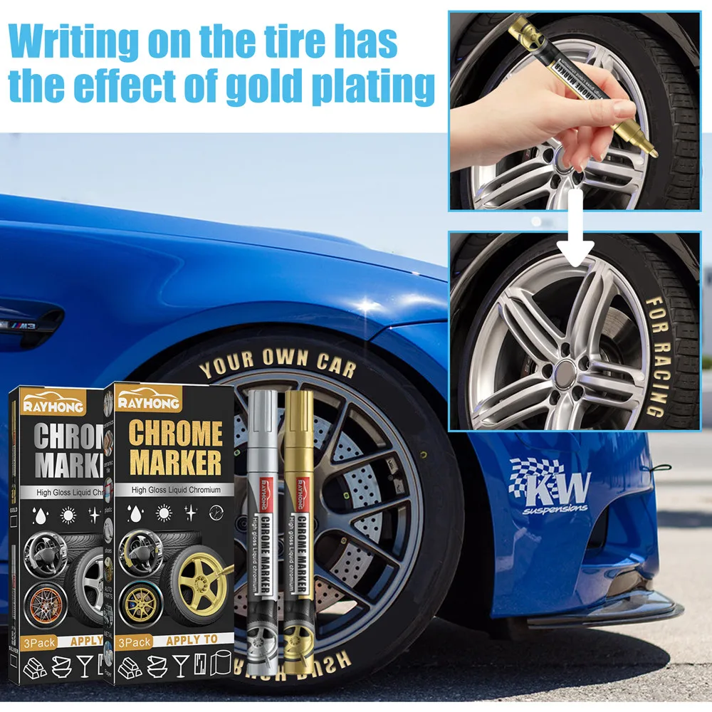 

3pcs Car DIY plating pen, car tire graffiti personality, color change, color painting, convenient plating pen