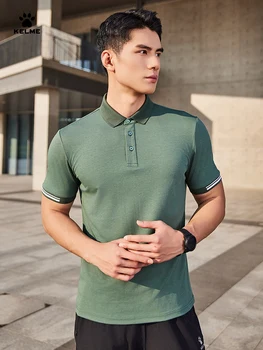 Kelme Polo comoda da uomo T-shirt da lavoro con risvolto Sport all'aria aperta Top casual traspiranti a maniche corte
