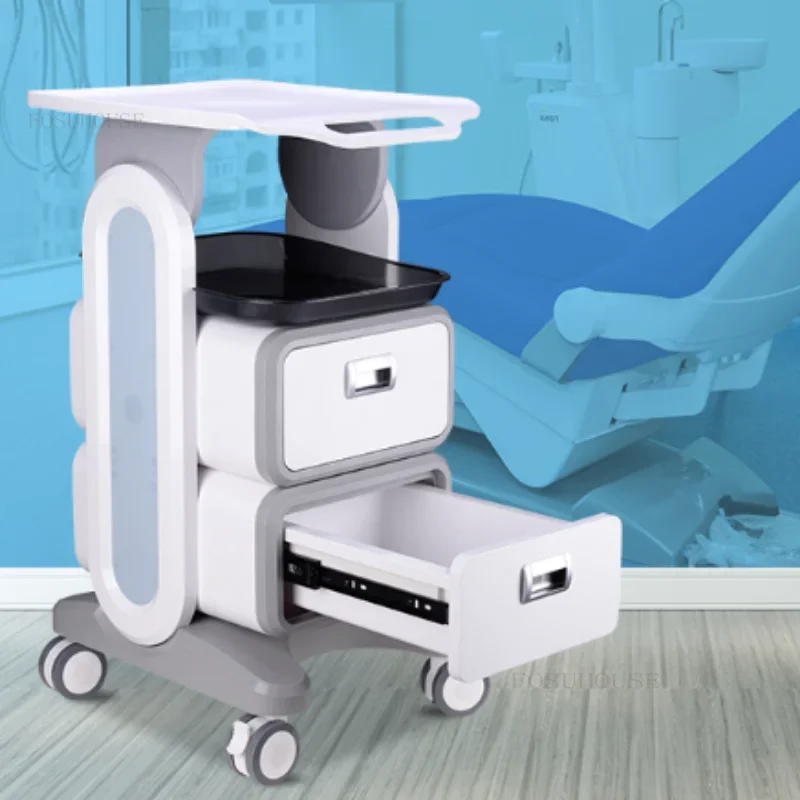 Modern Mobile salon Trolleys Hospital Medical Dental Tool Cart with Two or One Drawer Dental Plastic Storage Tool Trolley Cart Z For multi layer storage trolley