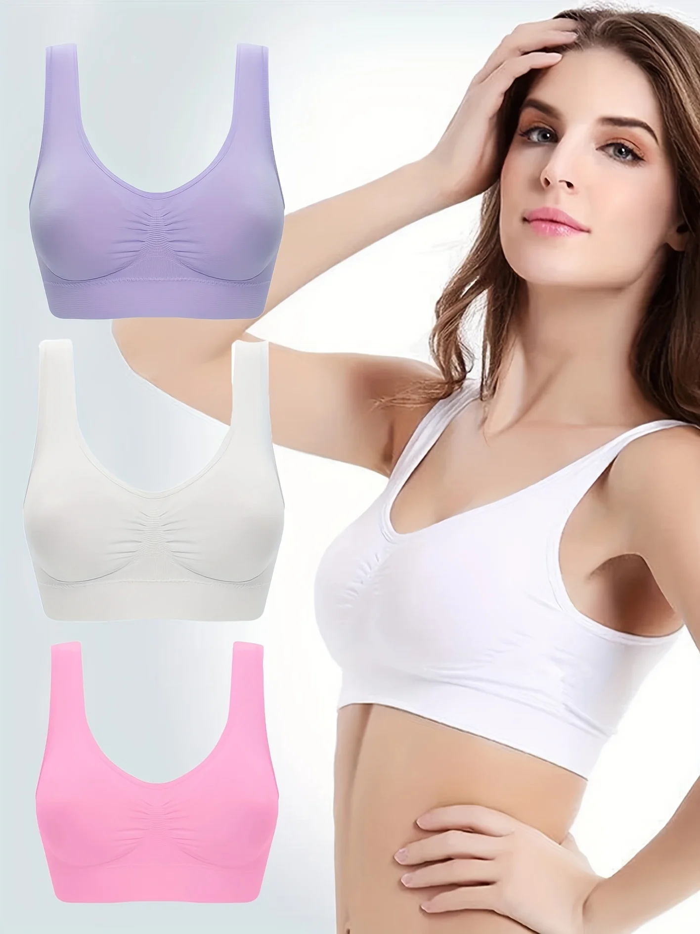 Sexy women push up BREAST bra big size backless bras plus size wireless brassiere breathable seamless bra 1pcs wfws01 1