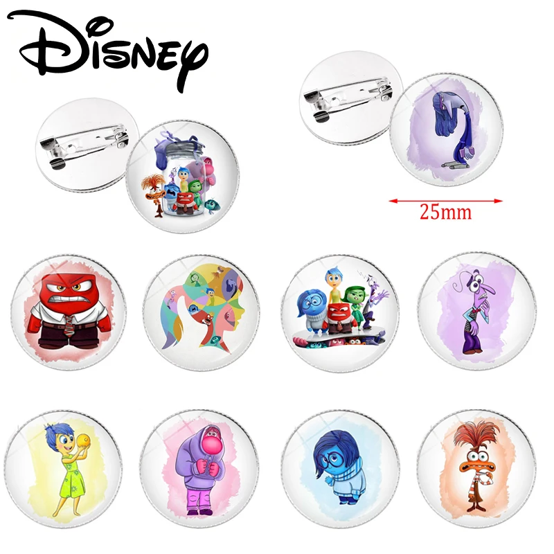 

Disney Inside Out Emotional Brooch Creative Alloy Glass Accessories Children's Cartoon Brooch Badge Decoration Holiday Gifts