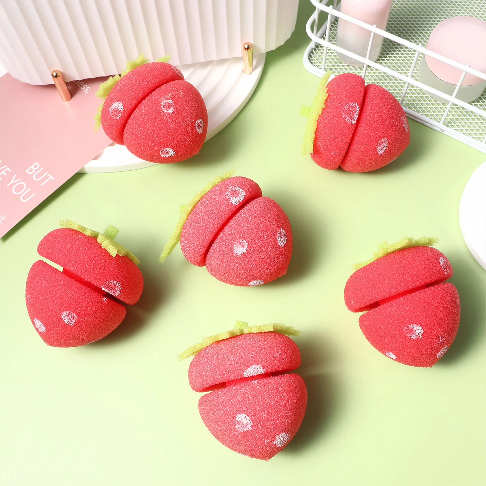 Hair Styling Tool 1/6/12pcs Strawberry Foam Hair Rollers Heatless Sponge Curling For Women Hairstyle