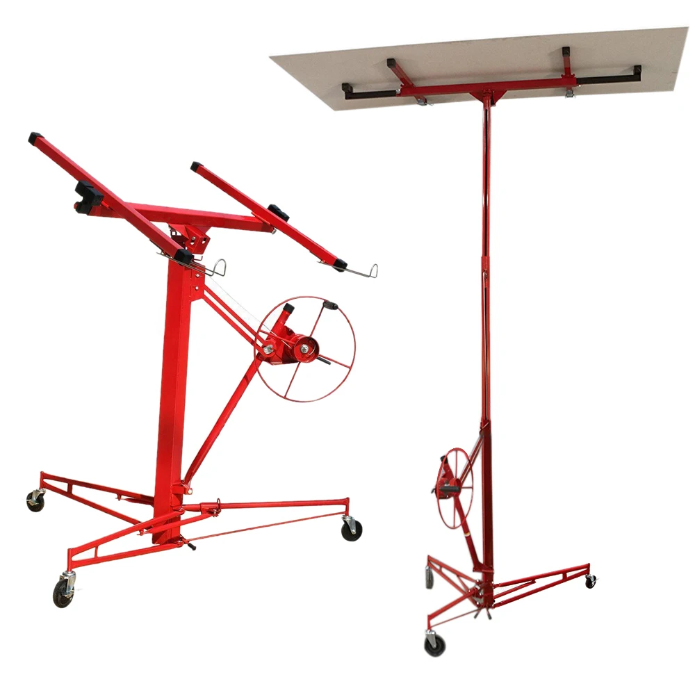 【Breeins】16FT Rolling Drywall Lifter Panel Hoist Jack Tool Heavy Tools