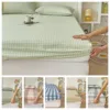 1PC Green Bed Sheet With Elastic Striped Fitted Sheet Skin-Friendly Brushed Bed Cover Queen/King Size постельное бельё набор 1