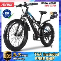 (EU Stock)ALFINA Electric Mountain Bike 1000W SnowBike 48V 17Ah Lithium Battery 26 Inch Tires Ebike Electric Bicycle for Aldult 1