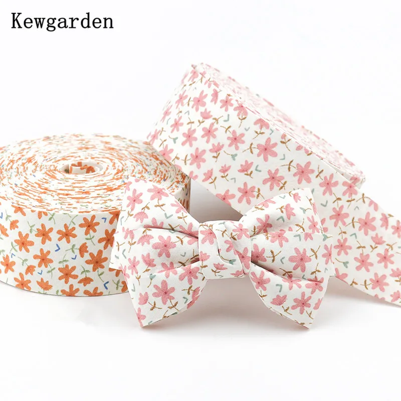 Kewgarden 1.5" 1" 10Mm 25Mm 38Mm Floral Fabric Ribbons Diy Bows Dog Collar Accessories Handmade Tape Carfts Materials 11 Yards