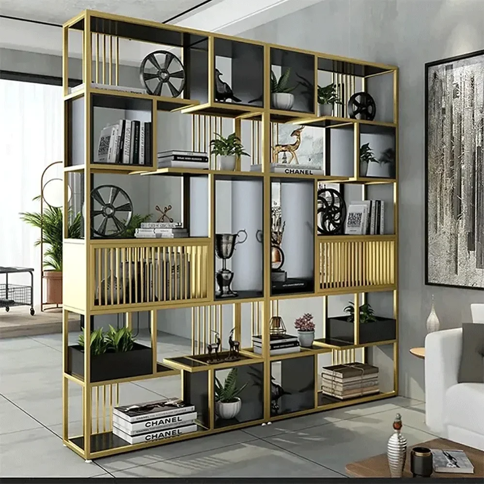 Four Tier Stainless Steel Metal Wine Rack Modern Bar Cabinet