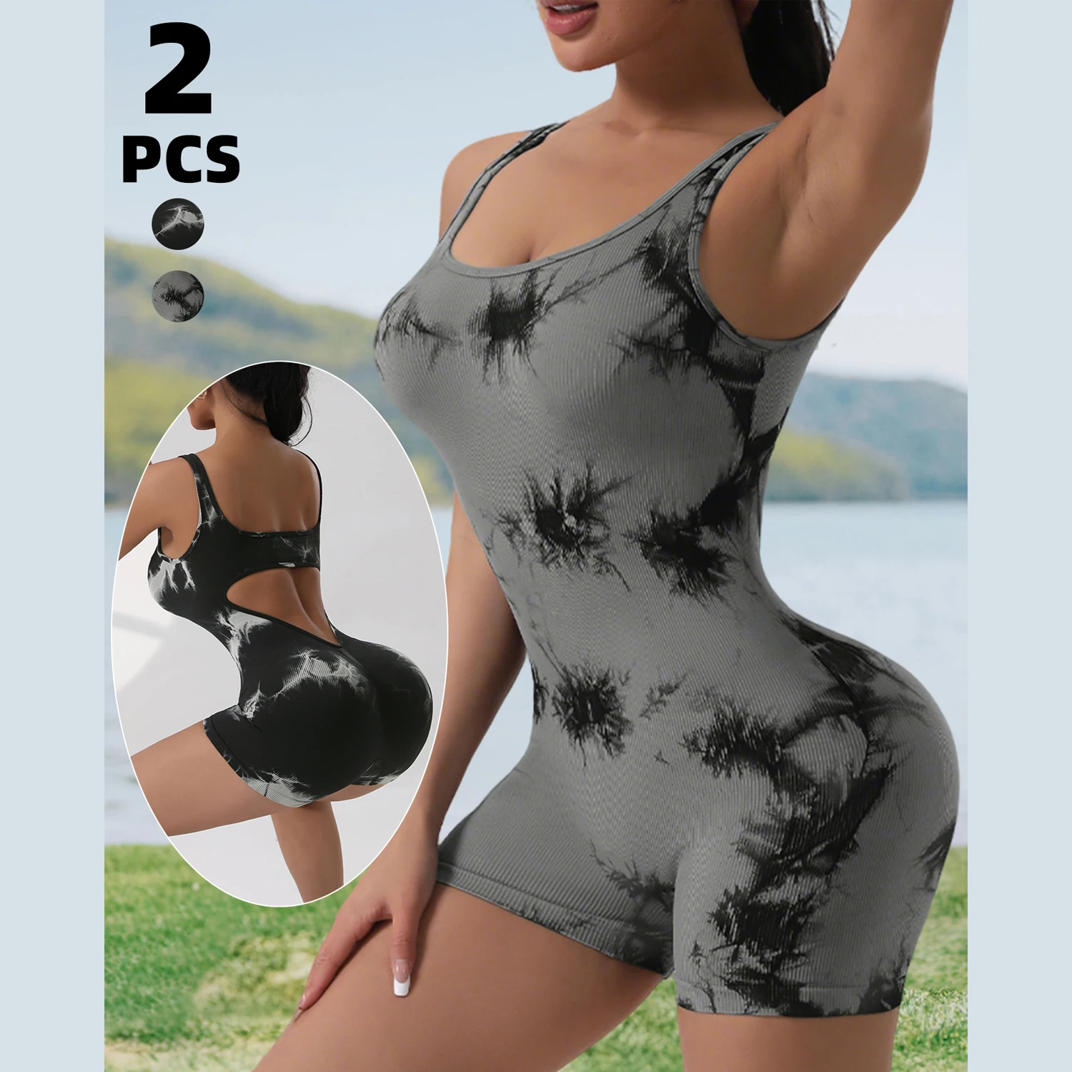Sexy With V-shaped Exposed Waist Women's Summer Jumpsuits Fitness Daily Wear Casual Yoga Workout Jumpsuits 4