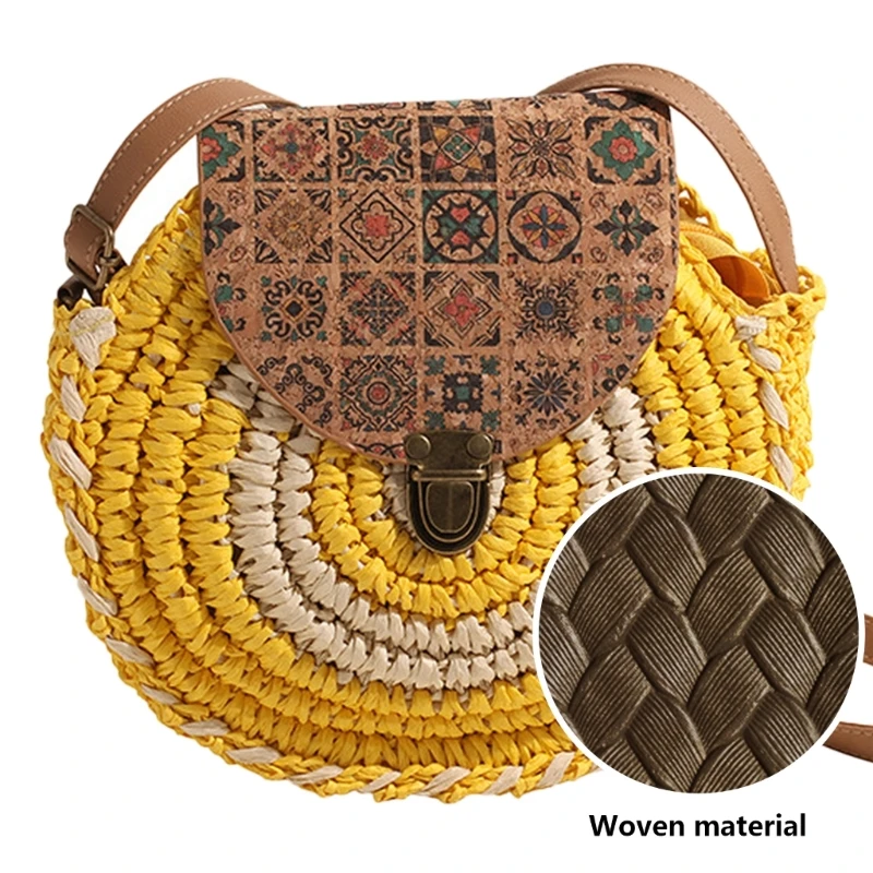 Women Straw Beach Bag Summer Shoulder Bag Trend Crossbody Bag Purse & Handbag E74B