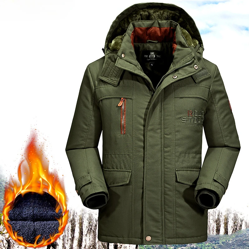 Winter Outdoor Jacket Men's Warm Waterproof Windbreaker Jacket Piled and Thickened Mountaineering Suit