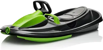 Snow Sled for Kids Adults Toboggan Sled Easy Turning Steering Wheel Anti Slip Seat Pull Up Brake Durable Plastic Sled 1