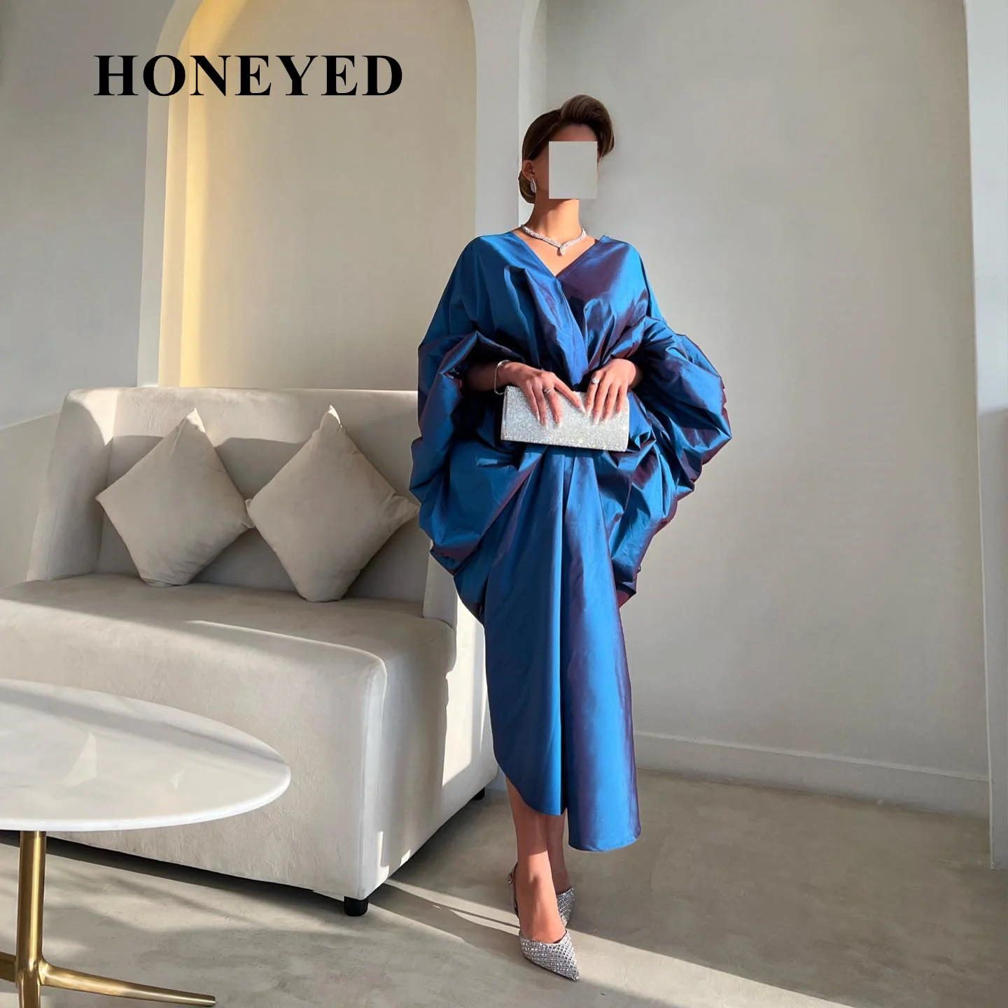 

Honeyed 2023 Sheer Fairy Elegent Green Dubai Evening Dress for Woman V-neck Birthday Party Arabic Long Formal Dress Prom Gown