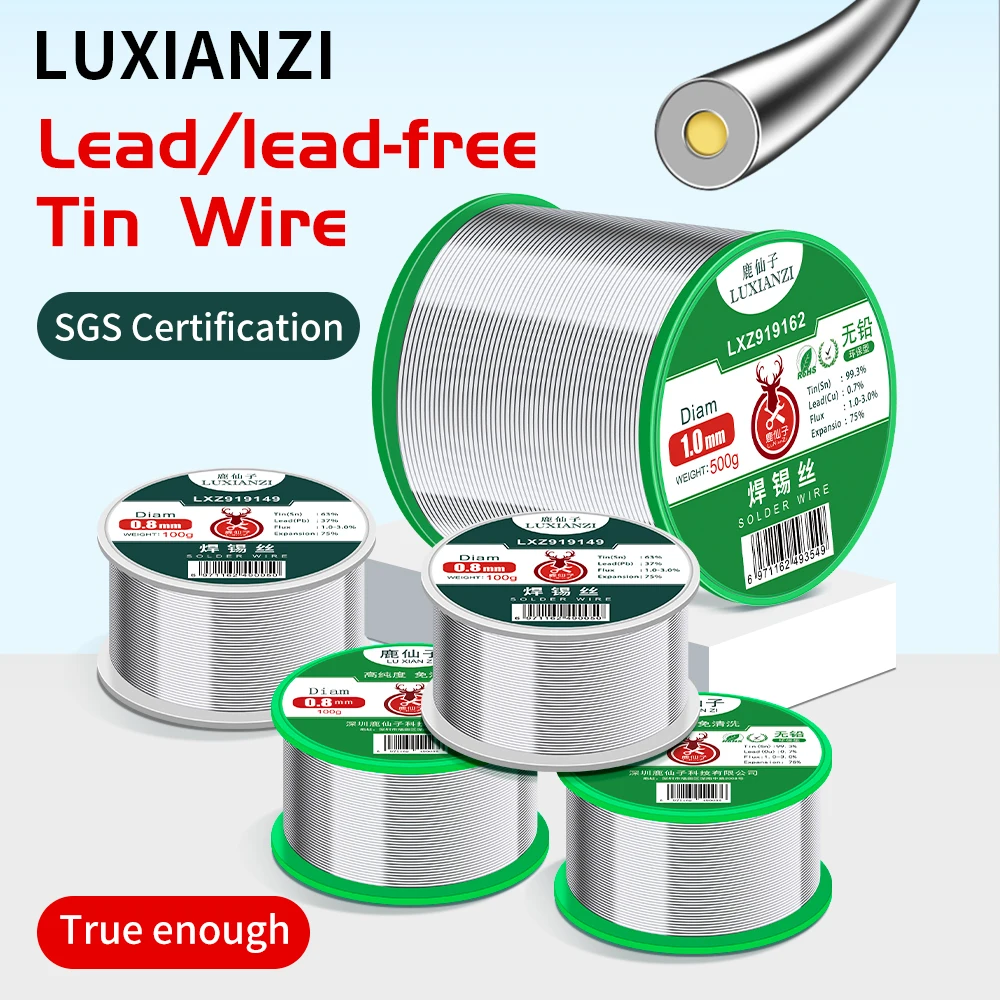 Soldering Wire Soldering Tin Wire LUXIANZI Soldering Tin Wire Lead Free/Lead 50g Solder Wire 45/63/99.3 High Purity Tin for Soldering Rosin Core Solder No-Clean