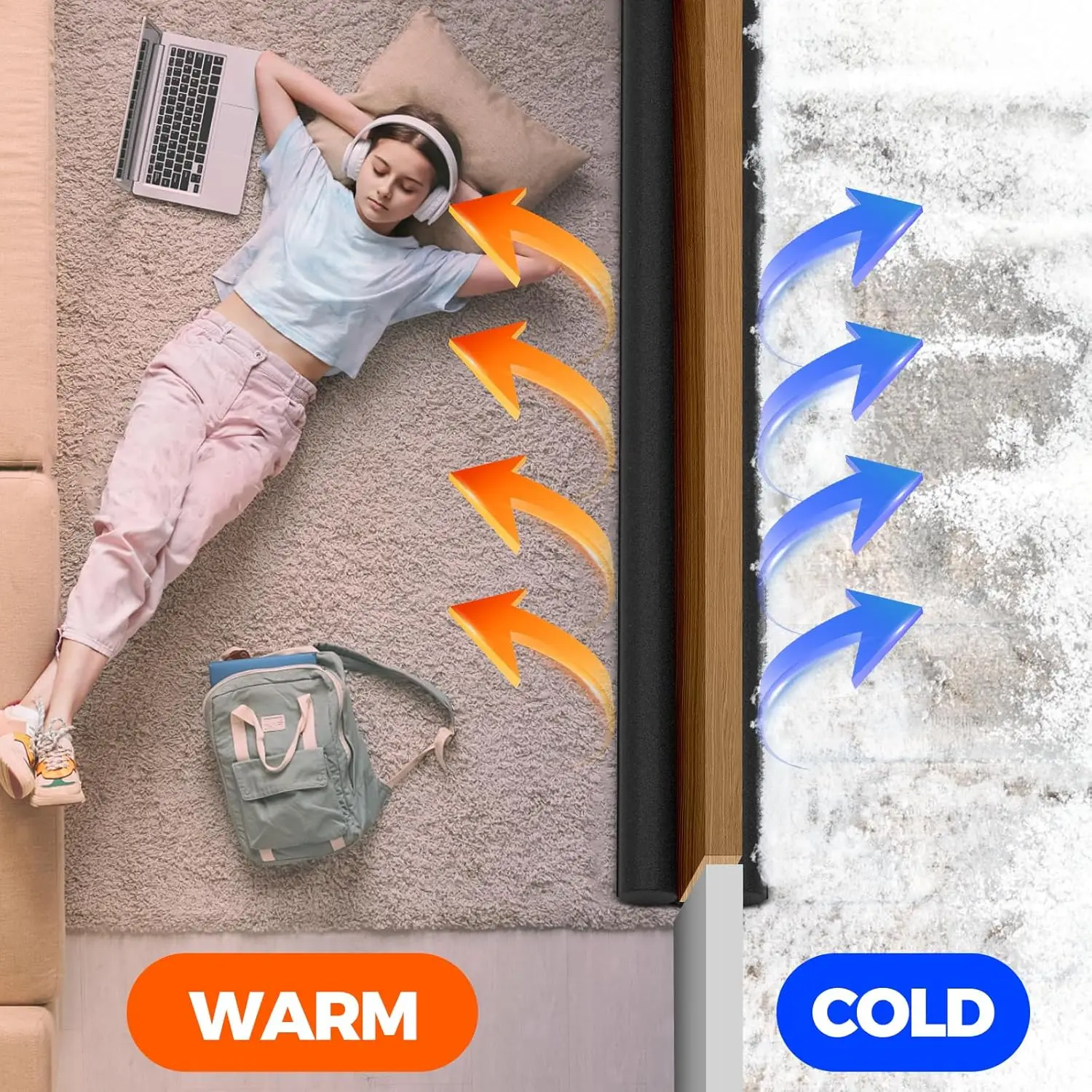 Door Bottom Sealing Strip Under Door Draft Stopper Insulation Bug-proof Windproof Bedroom Foam Strips Weather Stripping