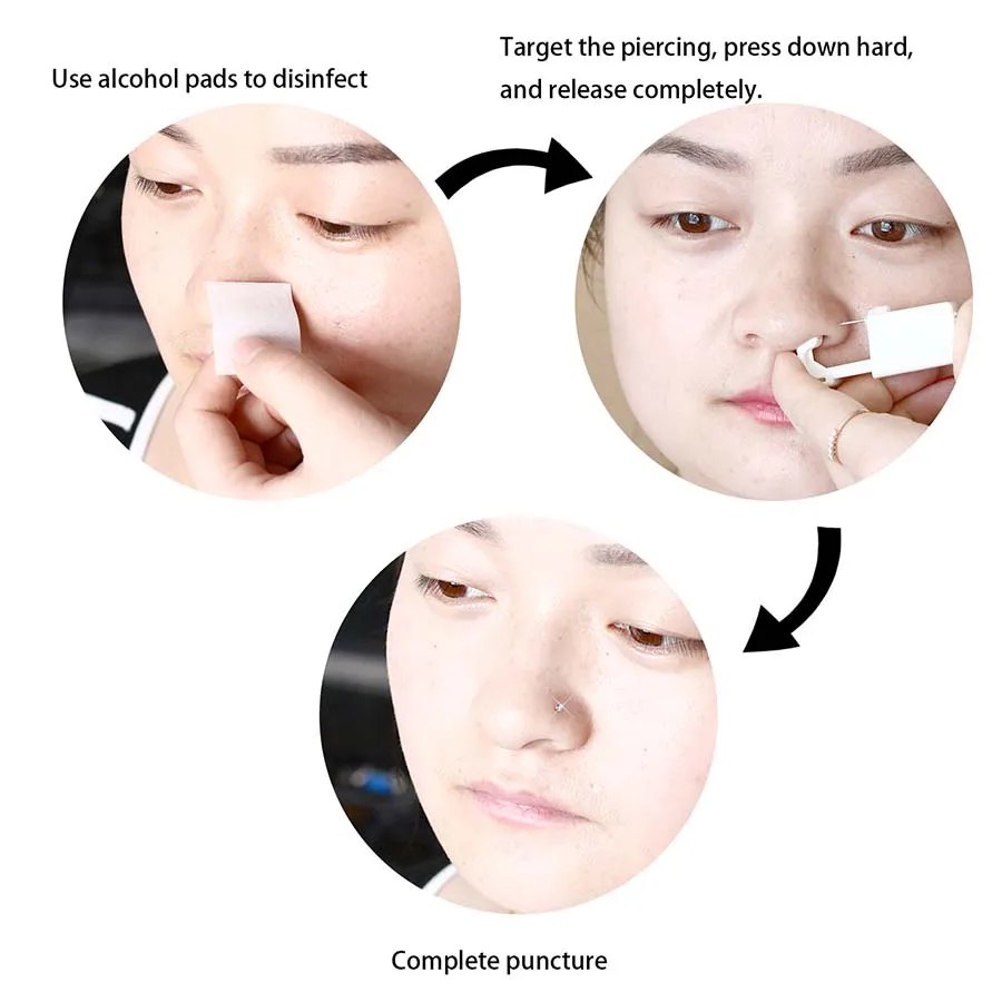 Nose Piercing Gun 1PC Disposable Nose Piercing Gun Built-in Stainless Steel Nose Stud-Sterile Self Piercing Kit Unit
