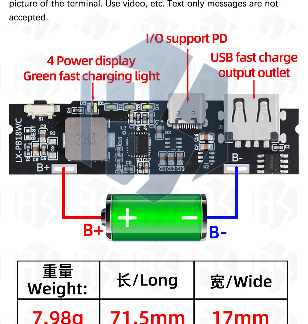 1 ~ 10PCS QC3.0 QC2.0 Dual USB 18W Typ-C USB SW6106PD Schnelle Ladung Mobile Power Bank 18650 Lade Modul Mit Anzeige – Detail 5