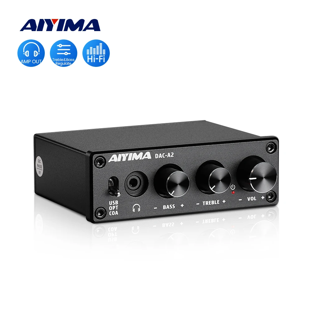 AIYIMA Audio A2 Mini Stereo USB Gaming DAC Decoder Headphone Amplifier Converter Adapter Desktop Powered Active Speaker headphone amplifier stereo amplifier audio decoder portable dac amplifier audio amp adapter