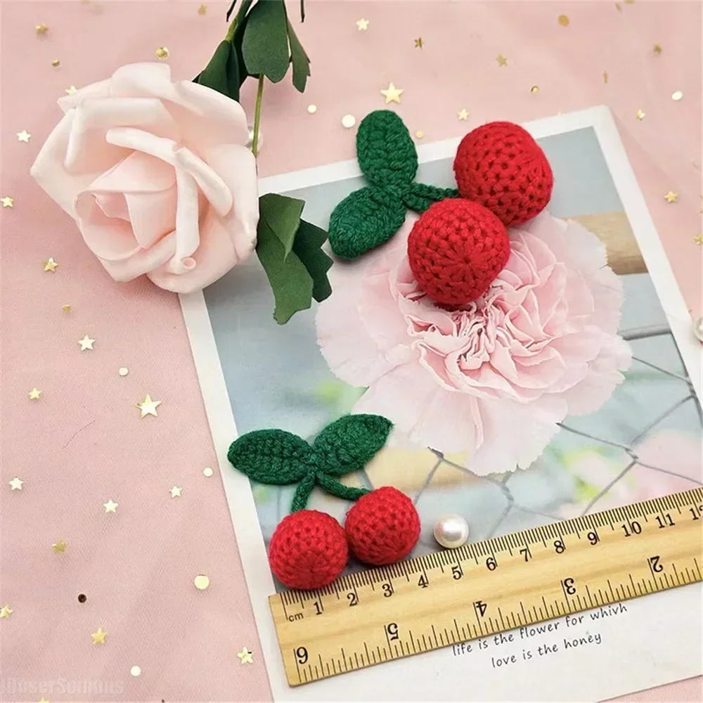 Knitted Woolen Yarn Cherry Hook Weaving DIY Ornaments Craft Supplies Clothing Hat Shoe Key Chain Earring Decor Pendant 20Pcs knitting supplies knitting material weaving tools