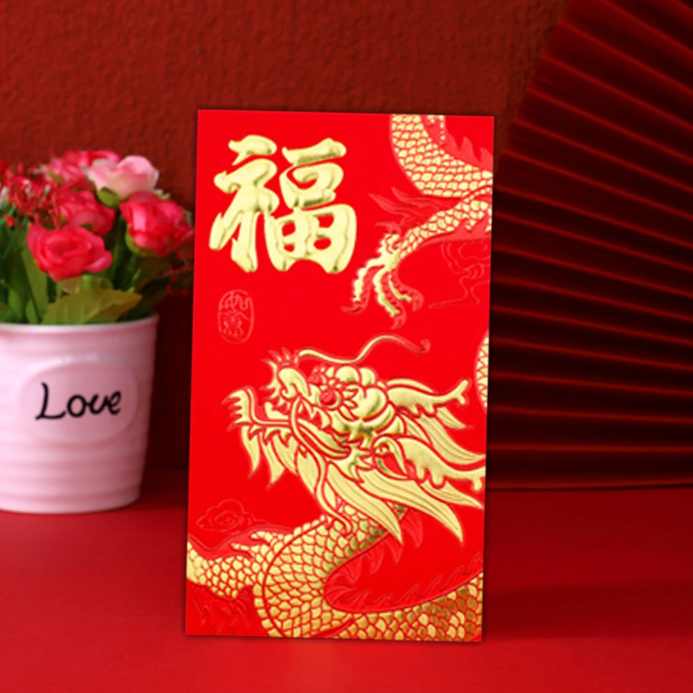 

36Pcs Red Pocket with 6 Different Gold Embossed Patterns 2024 Chinese New Year Red Packet for Spring Festival Wedding Birthday