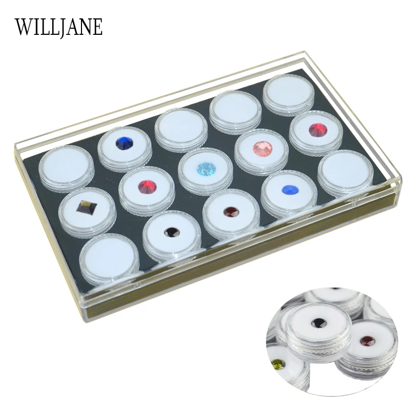 BRT Bearingshui 50 Gem Display Case With Black Foam - Round Plastic Jewelry Organizer Container