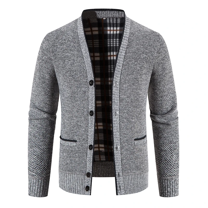 

Men New Knitted Sweater Coat Autumn and Winter Thick Cardigan Single Breasted Slim Fit Sweater Coat Men Slim Fit Casual Sweater