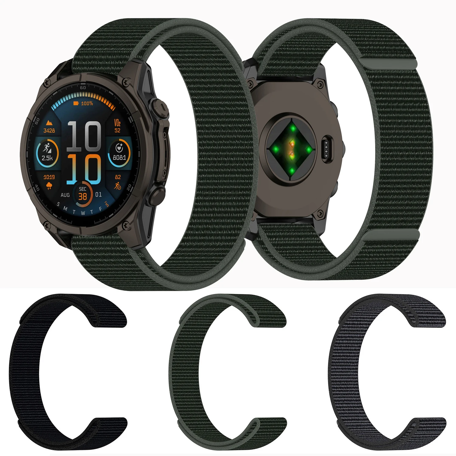 Versatile Hook and Loop Watch Band - 26mm, 22mm, 20mm - Premium Wrist Strap