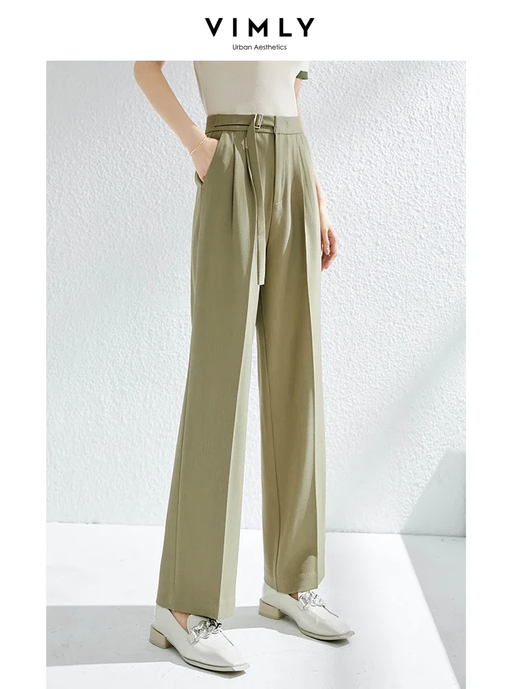 Vimly Summer Thin Wide Leg Pants for Women 2023 Korean Fashion Casual Work Straight Leg Bootcut Suit Pants Woman Drape Trousers vimly straight denim shorts jeans for women 2023 summer fashion high waist knee length wide leg pants female trousers 70537