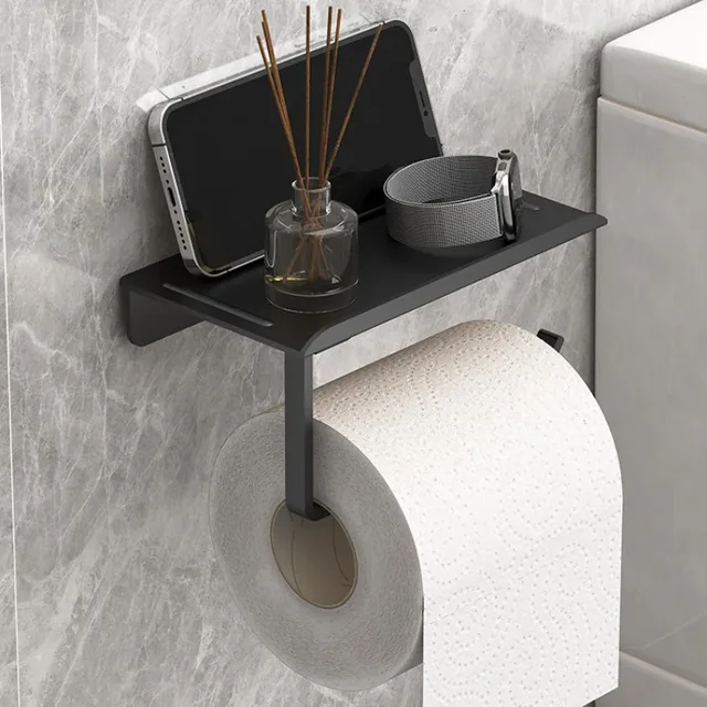 Porte-rouleau de papier toilette auto-adhésif sans poinçonnage, porte-papier de soie en plastique, Installation facile, porte-rouleau de papier 2