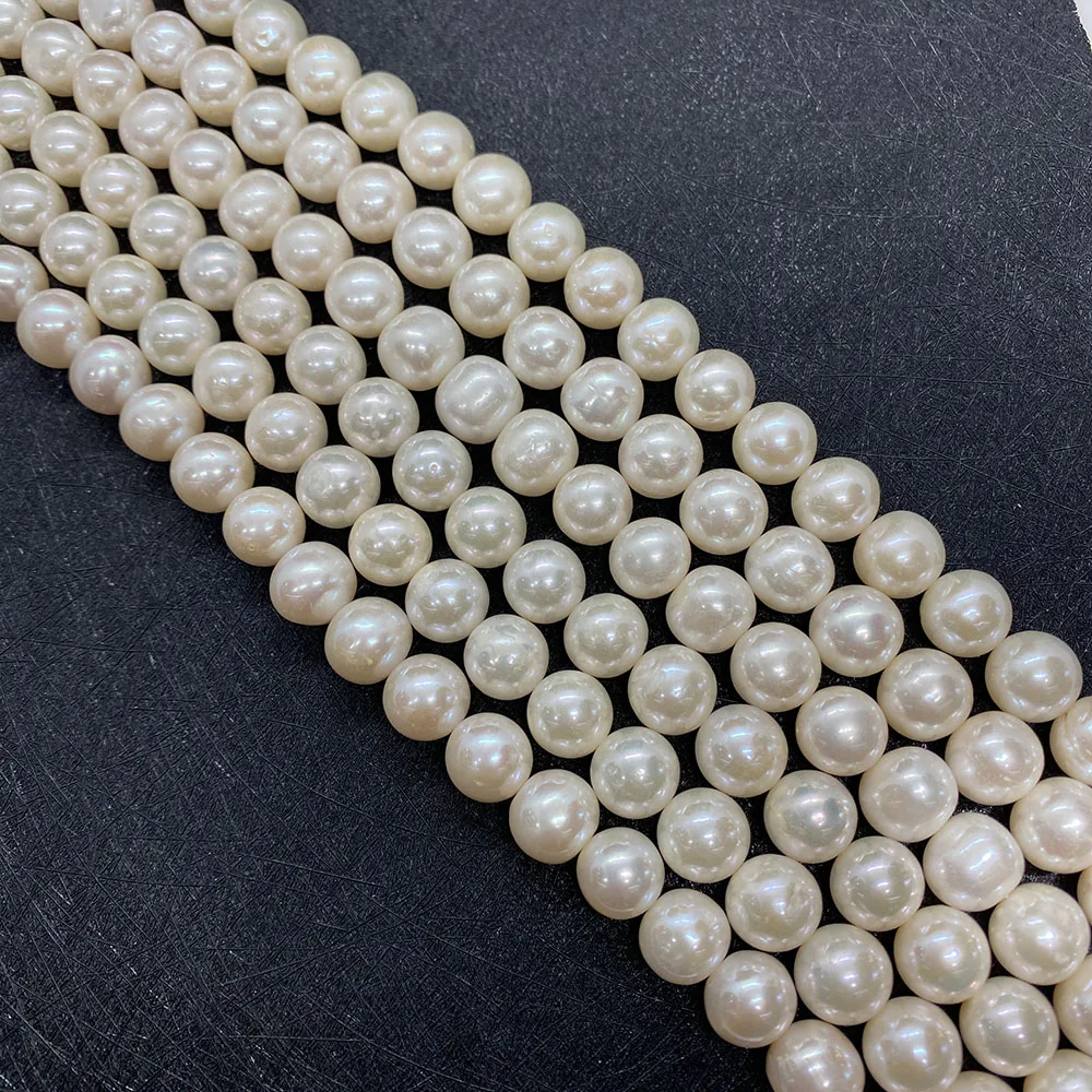 Natural Freshwater Pearl Beads High Quality White Round Perforated Beads DIY Necklace Earrings Jewelry Accessories 11-12mm