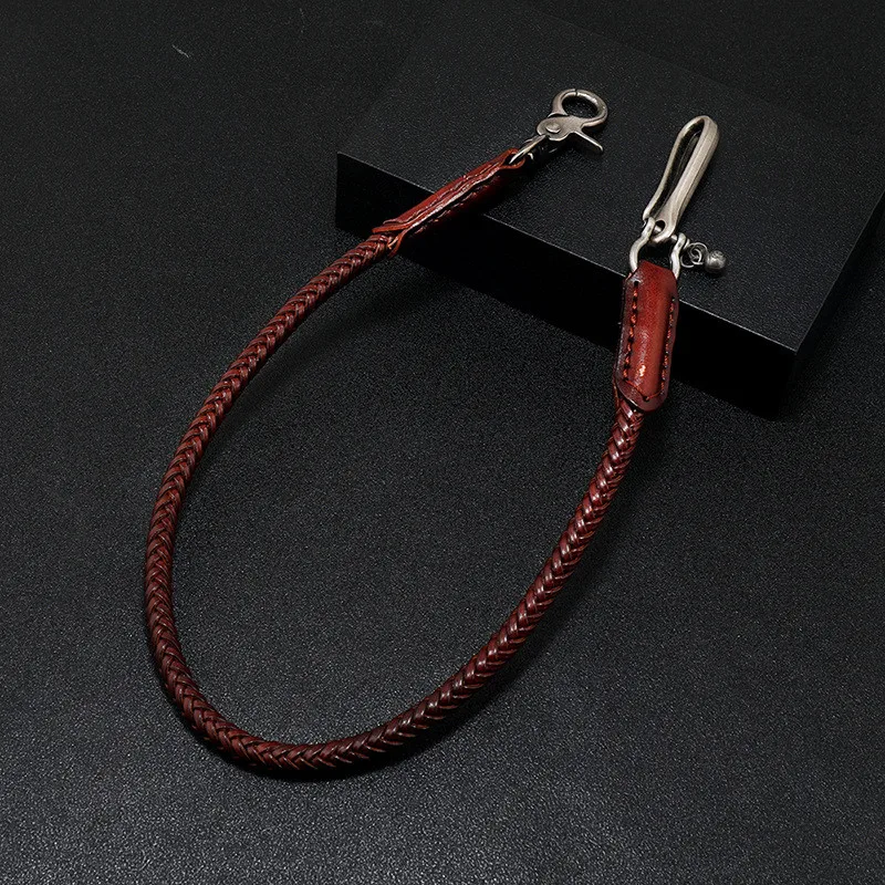 PORTAFOGLIO CATENA BIKER vintage tripieghevole uomo in pelle con porta carte chiusura a scatto
