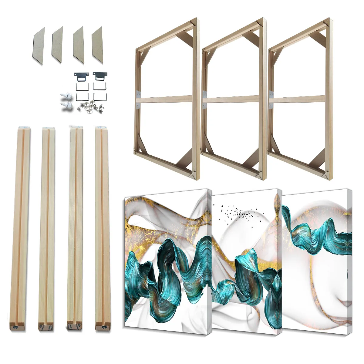사진 액자 3세트 DIY 사진 액자 50x70cm 원목 캔버스 액자 55x75cm 갤러리 걸이용 그림 유화 또는 포스터용 ...