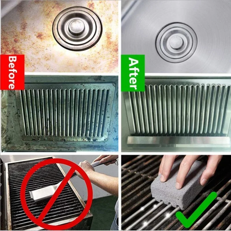 BBQ Grill Cleaning Brush Brick Block Barbecue Cleaning Stone Pumice Brick for Barbecue Rack Outdoor Kitchen BBQ Tools bbq cleaning tools
