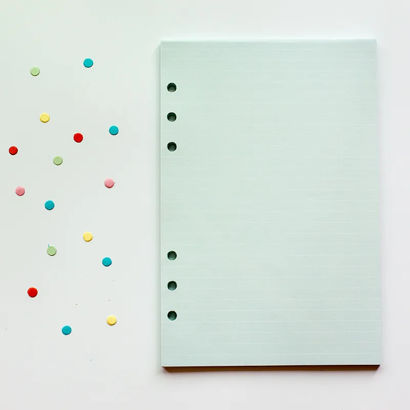 Kawaii A5 A6 Loose Leaf Notebook Refill - 40 Sheets of Spiral Binder Index Paper with Line, Grid, and Blank Pages