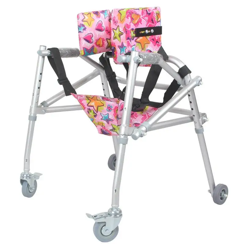 

Cerebral Palsy Children Walking Aid Hemiplegic Lower Limb Rehabilitation Training Aluminum Alloy Standing Frame with Wheels