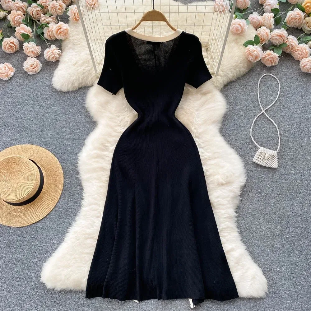 navy blue dress for baby girl Brown Mock Neck Front Pocket Short Sleeve Sweater Dress *FINAL SALE* – SSYS main image 0