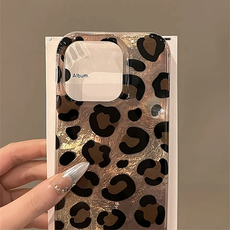 Luxury Leopard Print Vortex Pattern Clear Silicone Phone Case