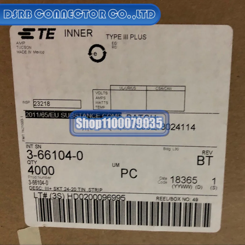 

50 шт./лот 3-66104-0 калибр провода клеммы 20-24AWG 100% новый и оригинальный