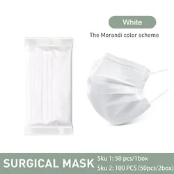 Bulk Pack of Colorful Individually Wrapped Fashion Disposable Face Masks with 3 - Ply Protection - 1 - 2 Years (WHITE)